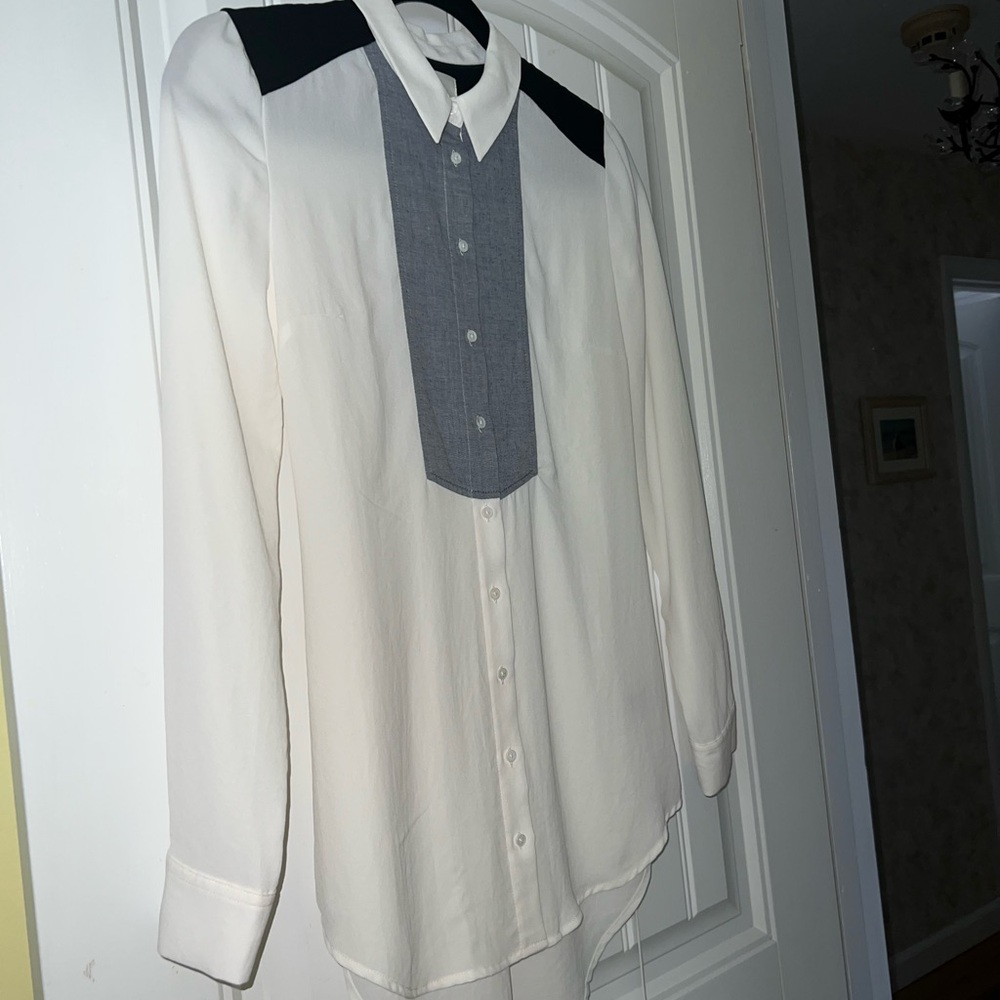 Stylish White and Gray women blouse - Maeve